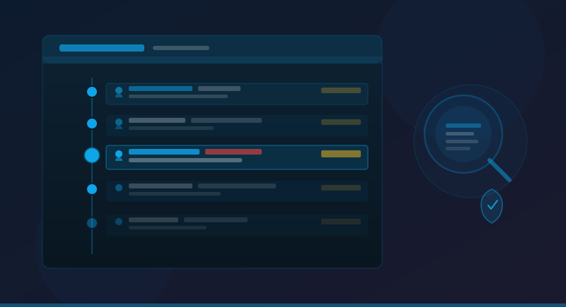 データの変更履歴と監査ログを示すビジネスイラスト